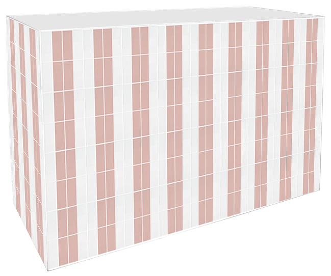 Art Series Service Bar Counter - Contrast Tile Blush - White Top - 60 x 180 x 110cm H